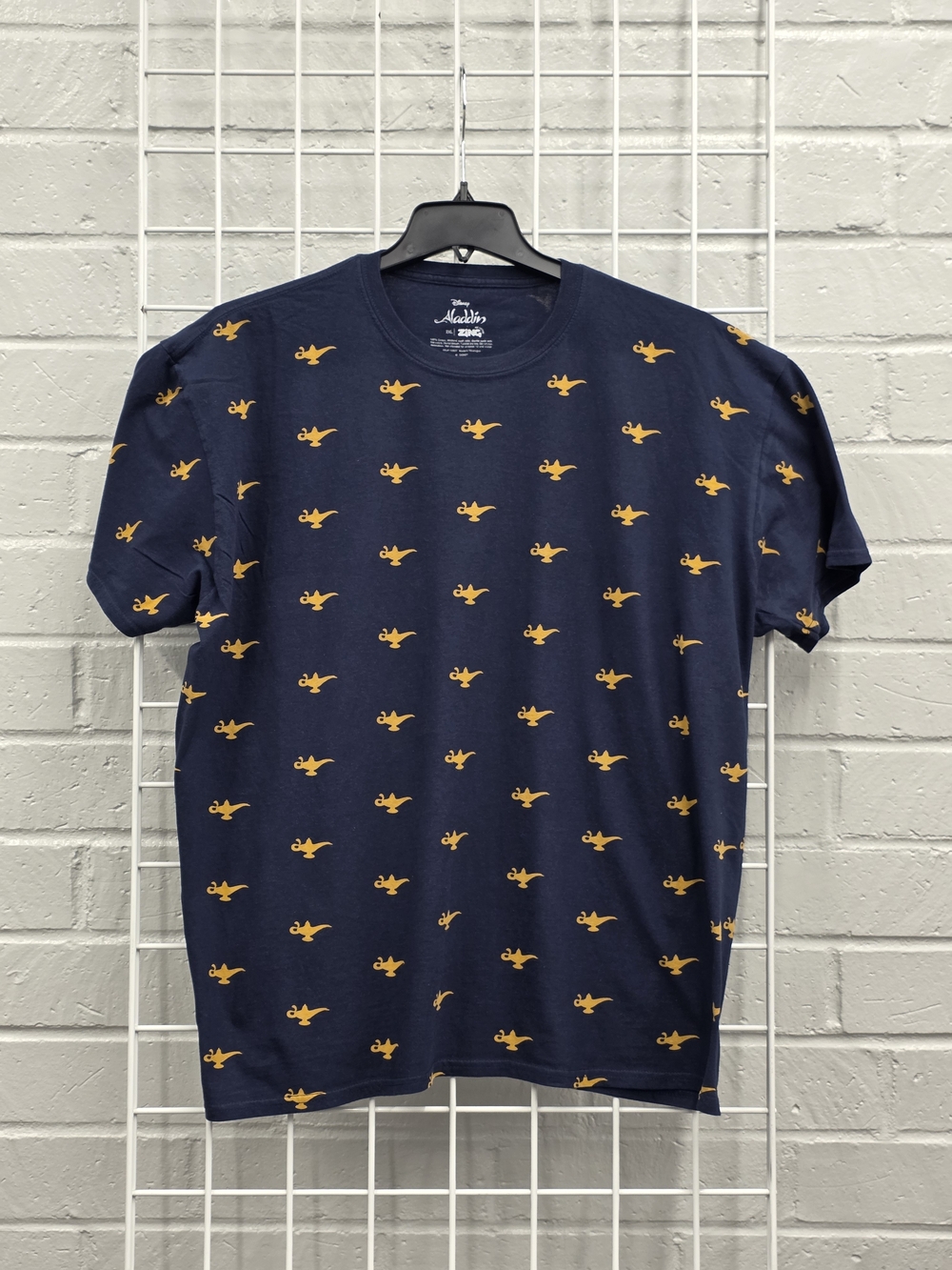 Disney Navy Blue Short-Sleeve Aladdin Tee with Gold Lamp Print